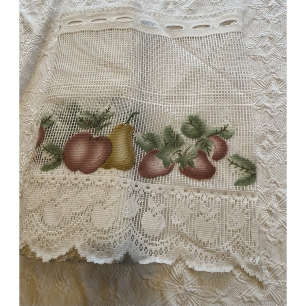 Vintage Kitchen Window Valance Fabric Knit Lace Country  White 8 yards x 23"‎